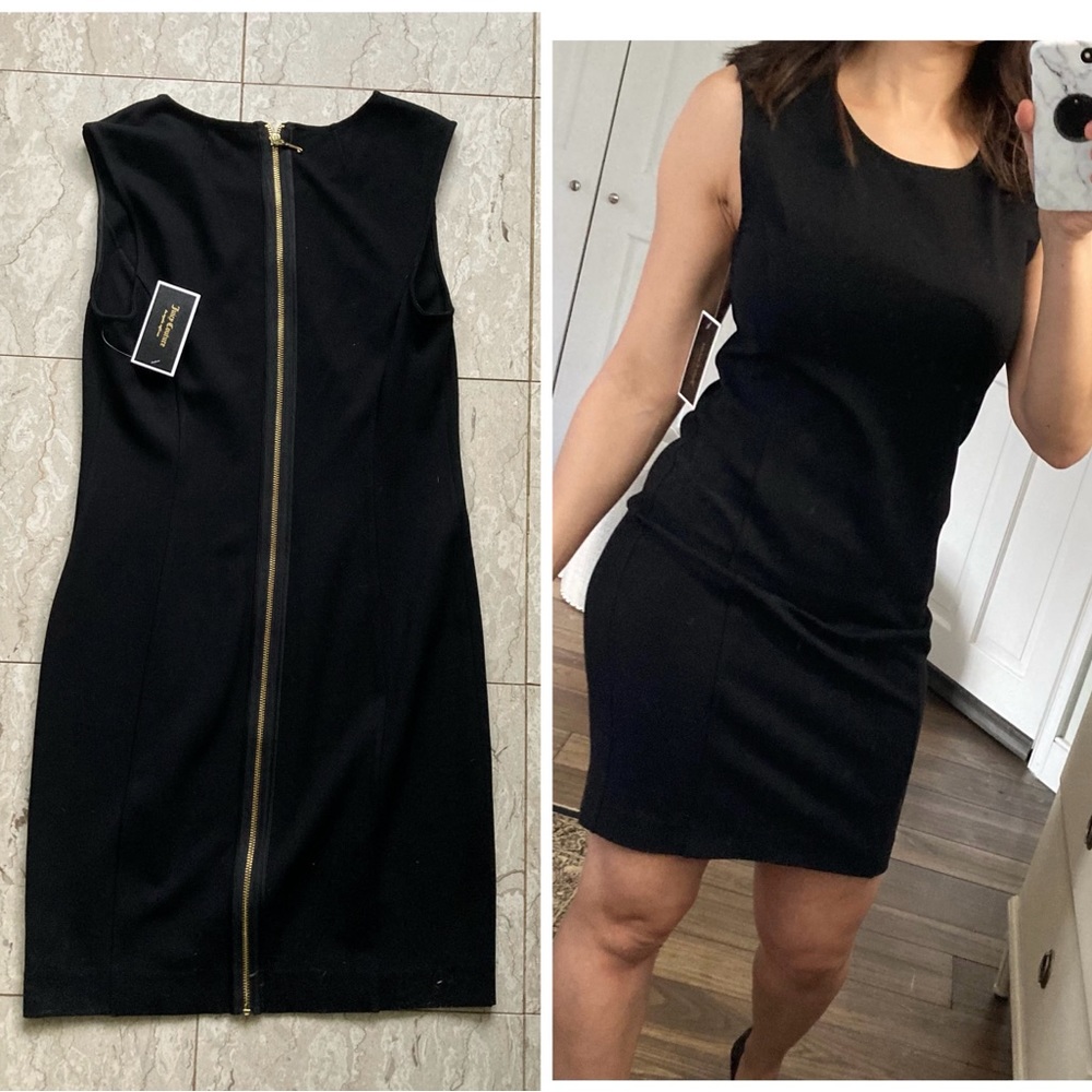 Zip Back Black Ponte Dress. NWT